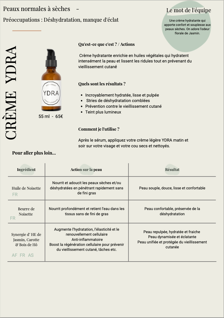 YDRA - CRÈME VISAGE HYDRATANTE ÉCLAT by Soin de Soi