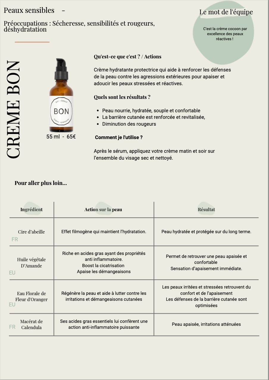 BON - CRÈME VISAGE APAISANTE by Soin de Soi