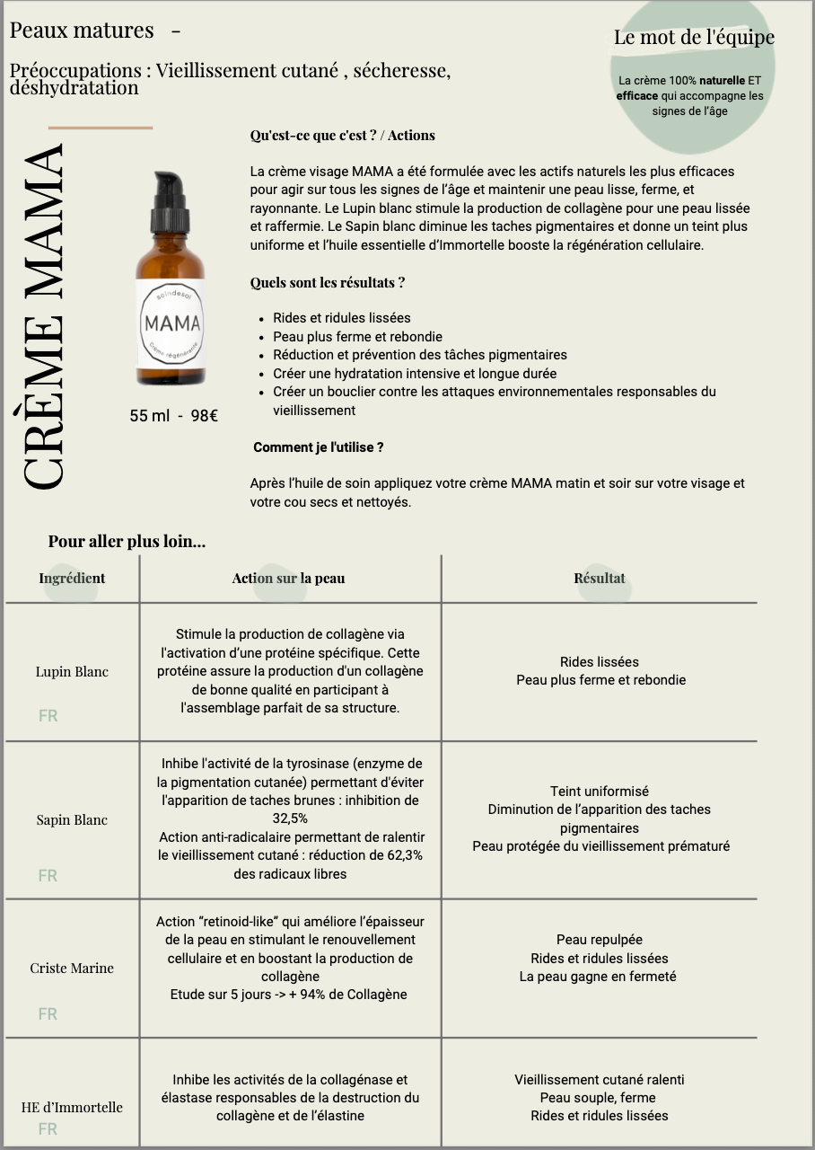 MAMA - CRÈME VISAGE PEAUX MATURES by Soin de Soi